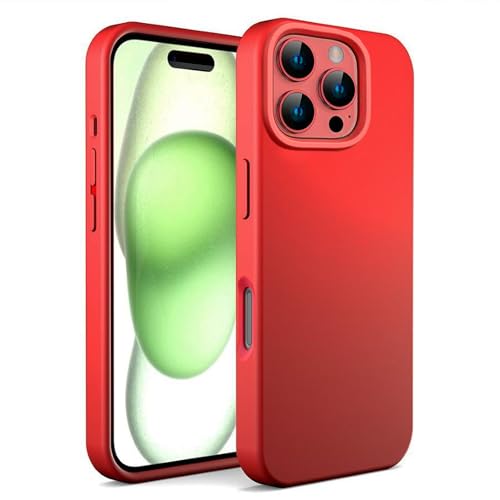 N NEWTOP Schutzhülle kompatibel mit iPhone 16 Pro Max, ORI Case TPU Silikon halbstarr Farben Innenfutter Mikrofaser weich Schutz Anti-Schock glatte strapazierfähige Schale (Rot) von N NEWTOP