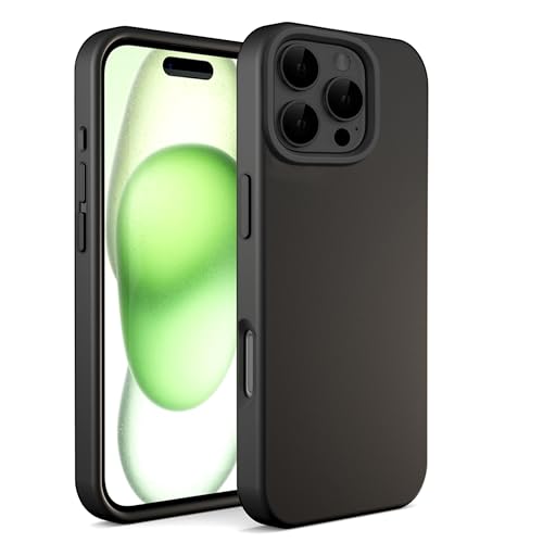 N NEWTOP Schutzhülle kompatibel mit iPhone 16 Pro Max, ORI Case TPU Silikon halbstarr Farben Innenfutter Mikrofaser weich Schutz Anti-Schock glatte strapazierfähige Schale (Schwarz) von N NEWTOP
