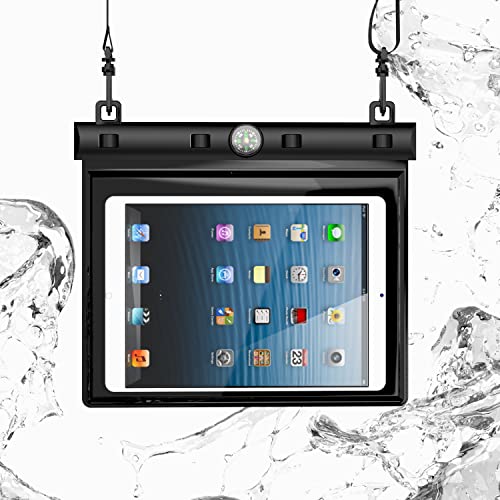 N NEWTOP Wasserdichte Universal-Schutzhülle WA04 für Tablet 7-8 Zoll max. 21 x 14 cm, transparente Schutzhülle aus Kunststoff, Schultertasche, Wasserschutz, Sand, Regen, wasserdicht (schwarz) von N NEWTOP