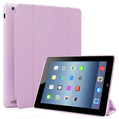 N Newtop Schutzhülle für Apple iPad 2 – 3 – 4, 24,6 cm (9,7 Zoll), Flip-Case, Smart-Book, ultradünn, leicht, Standfunktion, Wake-/Sleep-Funktion, Kunstleder (Rosa) von N NEWTOP