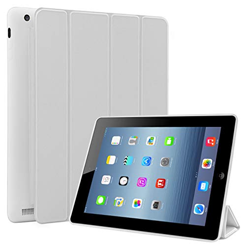 N Newtop Schutzhülle für Apple iPad 2 – 3 – 4, 24,6 cm (9,7 Zoll), Flip-Case, Smart-Book, ultradünn, leicht, Standfunktion, Wake-/Sleep-Funktion, Kunstleder (Weiß) von N NEWTOP
