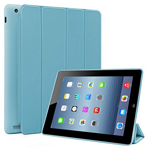 N Newtop Schutzhülle für Apple iPad 2 – 3 – 4, 24,6 cm (9,7 Zoll), Flip-Case, Smart-Book, ultradünn, leicht, Standfunktion, Wake-/Sleep-Funktion, Kunstleder (blau) von N NEWTOP