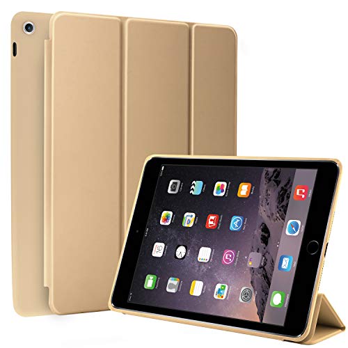 N Newtop Schutzhülle für Apple iPad Mini 1/2/3 Generation 2012/3/4, Flip-Case, ultradünn, leicht, Standfunktion, Wake/Sleep-Funktion, aus Kunstleder (Gold) von N NEWTOP
