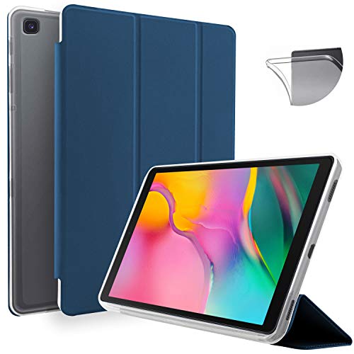 N Newtop Schutzhülle kompatibel mit Samsung Galaxy Tab A 2019 T510-T515 25,65 cm (10,1 Zoll), Flip-Case Book TPU Back Front Ultra Dünn Leicht Standfunktion Wake/Sleep Funktion Kunstleder (Blau) von N NEWTOP