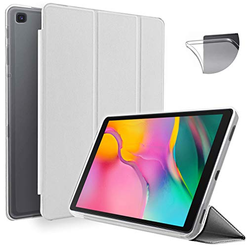 N Newtop Schutzhülle kompatibel mit Samsung Galaxy Tab A 2019 T510-T515 25,65 cm (10,1 Zoll), Flip-Case mit aus TPU, ultradünn, leicht, Standfunktion, Wake-/Sleep-Funktion, aus Kunstleder, Weiß von N NEWTOP