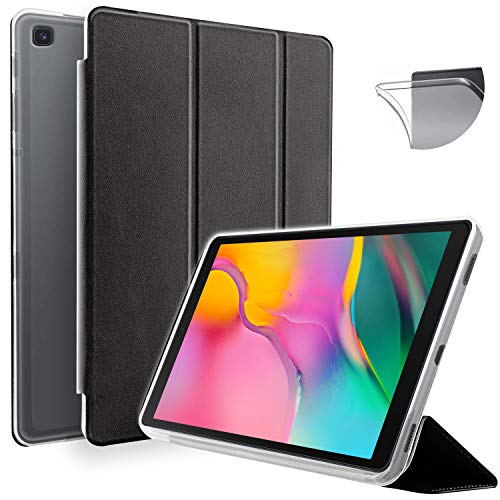 N Newtop Schutzhülle kompatibel mit Samsung Galaxy Tab A 2019 T510-T515 25.65 cm (10.1 Zoll), Flip-Case mit Smart-Book aus TPU, ultradünn, leicht, Wake-/Sleep-Funktion, Kunstleder (Schwarz) von N NEWTOP