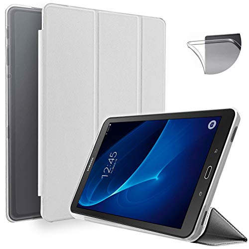 N Newtop Schutzhülle kompatibel mit Samsung Galaxy Tab A T580-T585 25,7 cm (10,1 Zoll), Flipcase Smart Book TPU Rückseite ultradünn leicht Standfunktion Wake / Sleep Funktion Kunstleder (Weiß) von N NEWTOP