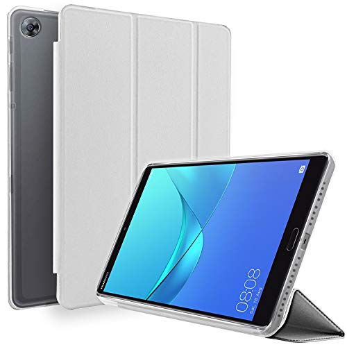 NewTop Schutzhülle kompatibel für Huawei MediaPad M5 8,4 Zoll (24,6 cm), ultradünn, leicht, Standfunktion, TPU und Kunstleder, Weiß von NEWTOP