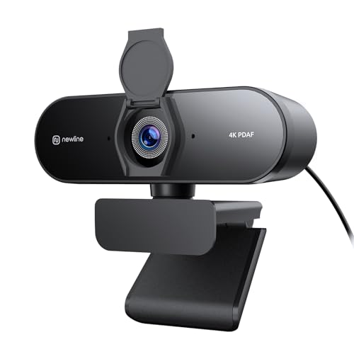 N newline 4k Webcam mit 2 Mikros, 12 Megapixel, Sofortiger Dual PDAF/CDAF-Autofokus, 1080p@60FPS, Klar Stereo-Sound, Automatische Lichtkorrektur, USB PC Kamera für Windows MacOS Streaming von N newline