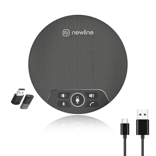 N newline Konferenzlautsprecher 4 eingebaute Mikrofone, Bluetooth USB PC Tischmikrofon Rauschunterdrückung tragbare Konferenzmikrofon Freisprecheinrichtung für 8-16 Personen, mit Dongle von N newline