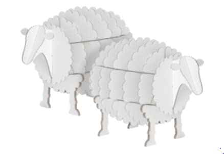 2er Set - 3D-Bastelbogen aus weißer Wellpappe im A4 Format | Motiv: Schafe | Größe pro Schaf 18,5 x 14 x 13 cm | 12teilig 2er Set - 3D-Bastelbogen aus weißer Wellpappe im A4 Format | Motiv: Schafe | Größe pro Schaf 18,5 x 14 x 13 cm | 12teilig von N.N.