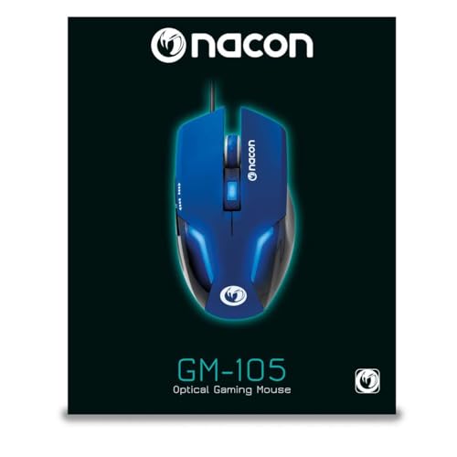 NACON GM-105 Maus USB Optisch 2400 DPI Linkshändig - Mäuse (Linkshändig, Optisch, USB, 2400 DPI, Schwarz, Blau) von NACON