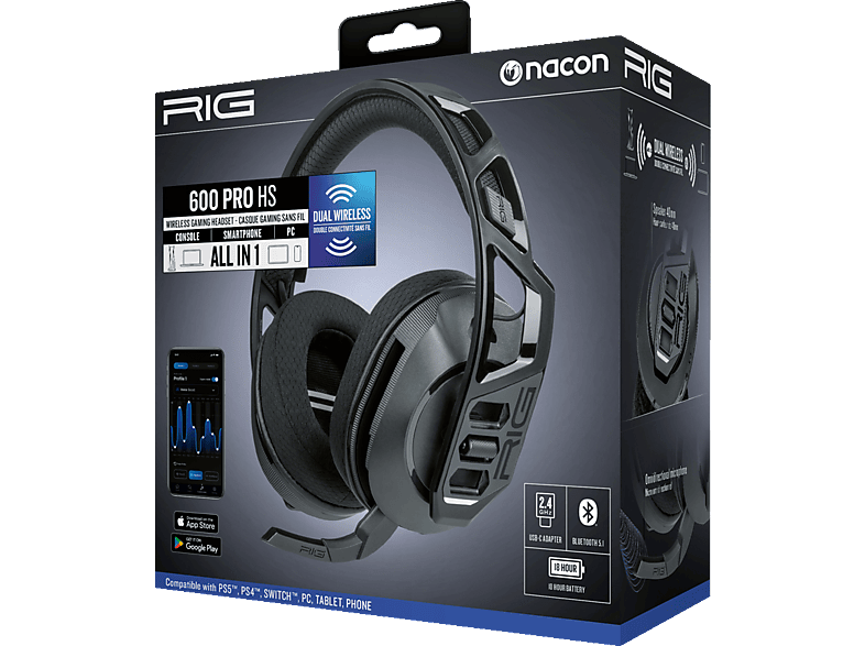 NACON Gaming RIG 600HS PRO, On-ear Headset Bluetooth Schwarz von NACON