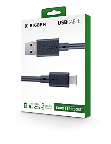 Nacon Ladekabel für Xbox Series Controller, USB auf USB-C Anschluss, Länge 5 m, PVC-Kabel, Schwarz von NACON