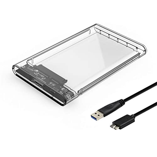 6,3 cm (2,5 Zoll) Festplattengehäuse, USB 3.0 auf SATA III, 5 Gbit/s, transparenter Festplatten-Caddy werkzeugloses externes SSD-Gehäuse für 6,3 cm (2,5 Zoll) SATA SSD und HDD in Höhe 9,5 mm und 7 mm von NAERSI