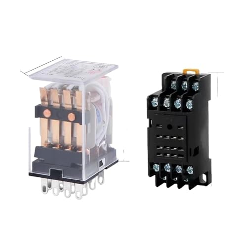 Relay HH54P MY4NJ Coil General DPDT Micro Mini Elektromagnetic Relay Switch mit Sockel Basis LED AC 110 V 220 V DC 12 V 24 V 36 V (DC (5 Stück), 12 V mit Sockel) von NAETCVMM