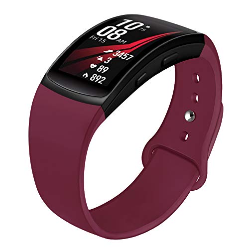 NAHAI Ersatz-Armband für Samsung Gear Fit 2 und Fit 2 Pro Smartwatch, aus weichem Silikon, Größe L/S L: 6.8''-8.7'' weinrot von NAHAI
