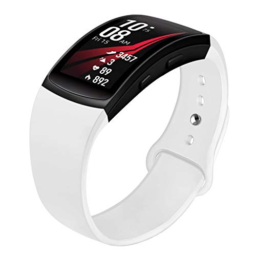 NAHAI Ersatz-Armband für Samsung Gear Fit 2 und Fit 2 Pro Smartwatch, aus weichem Silikon, Größe L/S S: 5.5''-7.1'' weiß von NAHAI