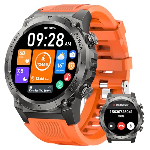 2025 NAIXUES Smartwatch Herren mit Telefonfunktion, 500mAh Akku Militär Smart Watch 1.46" HD Fitnessuhr 24/7 Herzfrequenz/SpO2/Schlafmonitor, 113 Sportmodi IP68 Wasserdicht Sportuhr iOS Android Orange 2025 NAIXUES Smartwatch Herren mit Telefonfunktion, 500mAh Akku Militär Smart Watch 1.46" HD Fitnessuhr 24/7 Herzfrequenz/SpO2/Schlafmonitor, 113 Sportmodi IP68 Wasserdicht Sportuhr iOS Android Orange von NAIXUES