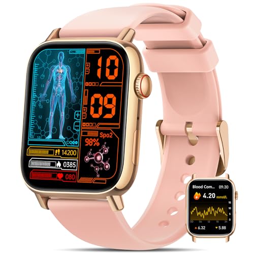 NAIXUES 2025 Smartwatch Damen 𝐁𝐥𝐮𝐭𝐳𝐮𝐜𝐤𝐞𝐫, 1.83" Zoll Uhren Damen mit 150 Sportmodi/𝐄𝐂𝐆/𝐇𝐑𝐕/Herzfrequenz/SpO2/Blutdruck, IP68 Wasserdicht Fitness Tracker für iOS Android, Gold NAIXUES 2025 Smartwatch Damen 𝐁𝐥𝐮𝐭𝐳𝐮𝐜𝐤𝐞𝐫, 1.83" Zoll Uhren Damen mit 150 Sportmodi/𝐄𝐂𝐆/𝐇𝐑𝐕/Herzfrequenz/SpO2/Blutdruck, IP68 Wasserdicht Fitness Tracker für iOS Android, Gold von NAIXUES