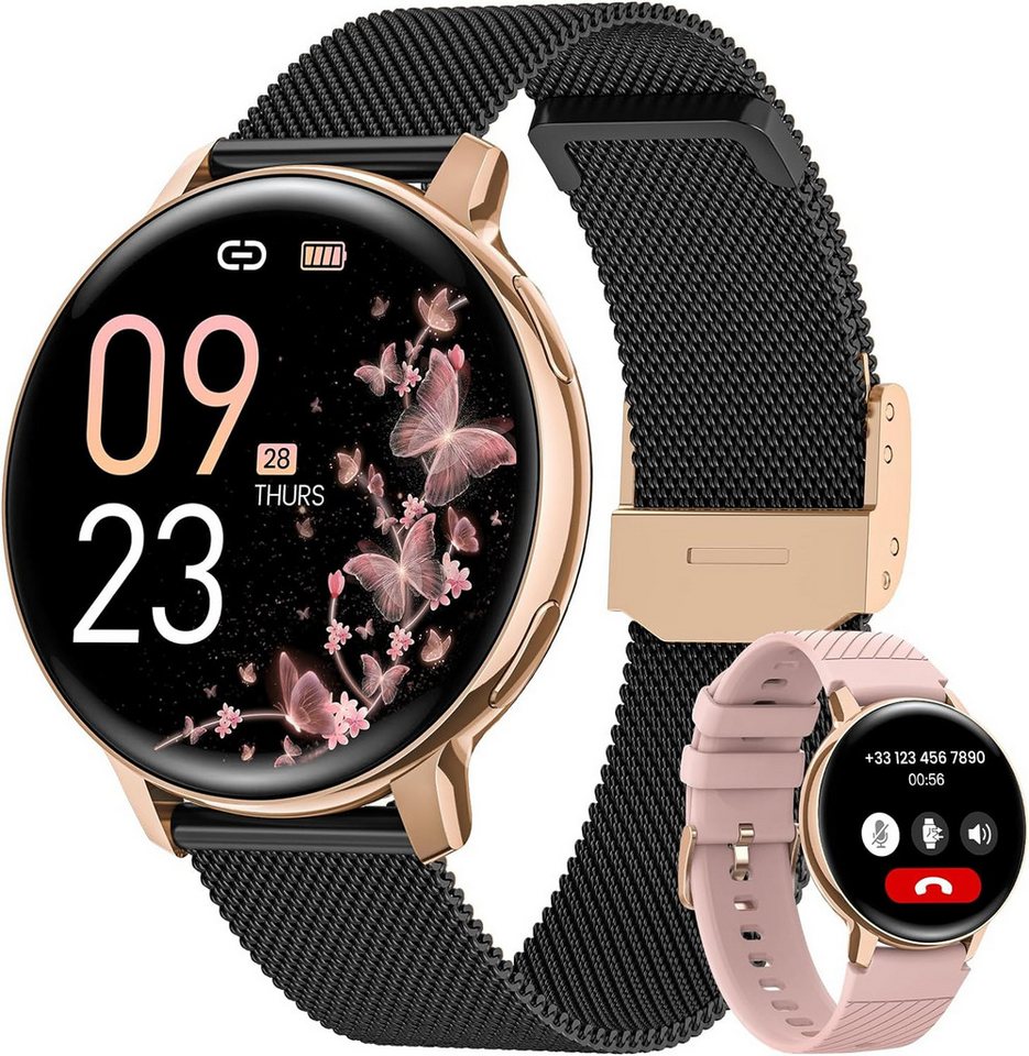 NAIXUES Smartwatch (1,39 Zoll, Android, iOS), mit Telefonfunktion,Fitnessuhr 120Sportmodi MenstruationszyklusPulsuhr von NAIXUES