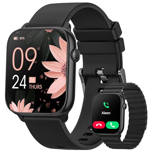 NAIXUES 2024 Smartwatch Damen mit Telefonfunktion, 1,85” HD Touchscreen Armbanduhr Damen mit 120 Sportmodi Pulsuhr SpO2 Menstruationszyklus Schlafmonitor, IP68 Schrittzähler für iOS Android Schwarz von NAIXUES