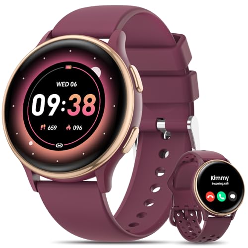 NAIXUES Smartwatch Damen mit Telefonfunktion 1,27 Zoll Fitnessuhr Damen mit Herzfrequenz, Schlaf, Menstruationszyklus, UV Index, 70+ Sportmodi IP68 Wasserdicht Sportuhr für iOS und Android, Weinrot NAIXUES Smartwatch Damen mit Telefonfunktion 1,27 Zoll Fitnessuhr Damen mit Herzfrequenz, Schlaf, Menstruationszyklus, UV Index, 70+ Sportmodi IP68 Wasserdicht Sportuhr für iOS und Android, Weinrot von NAIXUES