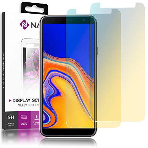 NALIA (2-Pack) Schutzglas kompatibel mit Samsung Galaxy J4 Plus, 9H Full-Cover Display Schutz Glas-Folie, Dünne Handy Schutzfolie Bildschirm-Abdeckung, Screen Protector Tempered Glass - Transparent von NALIA