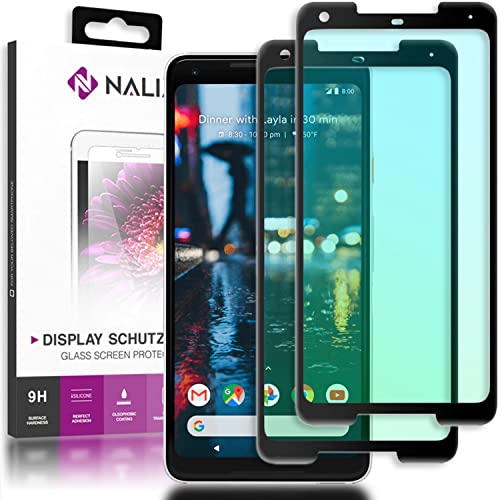 NALIA (2-Pack Schutzglas kompatibel mit Google Pixel 2 XL, 9H Full-Cover Display Schutz Glas-Folie, Dünne Handy Schutzfolie Bildschirm-Abdeckung, Schutz-Film Screen Protector - Transparent (schwarz) von NALIA