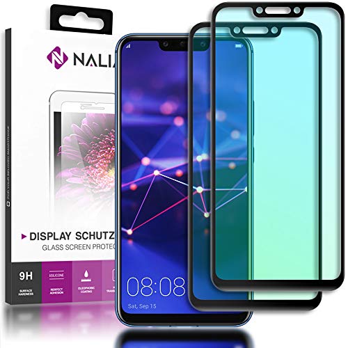 NALIA (2-Pack Schutzglas kompatibel mit Huawei Mate 20 Lite, 9H Full-Cover Display Schutz Glas-Folie, Dünne Handy Schutzfolie Bildschirm-Abdeckung, HD Schutz-Film Protector - Transparent (schwarz) von NALIA