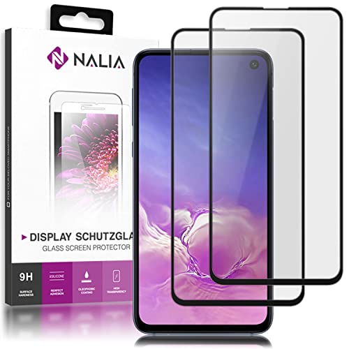 NALIA (2-Pack Schutzglas kompatibel mit Samsung Galaxy S10e, 9H Full-Cover Screen Display Schutz, Handy Schutzfolie Bildschirm-Abdeckung Schutz-Film Protector Tempered Glass - Transparent Schwarz von NALIA