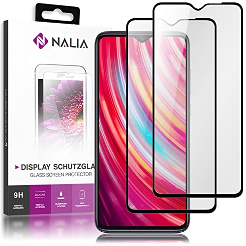 NALIA (2-Pack Schutzglas kompatibel mit Xiaomi Redmi Note 8 Pro Glas, 9H Full-Cover Screen Display Schutz, Handy Schutzfolie Bildschirm-Abdeckung Film Protector Tempered Glass - Transparent Schwarz von NALIA