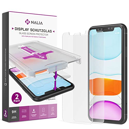 NALIA (2x Glas & Applikator kompatibel mit iPhone 11 Pro Max/Xs Max, 9H Glasfolie mit Schablone für einfache Installation, hoher Handy Displayschutz Tempered Glass Schutzglas Clear - Transparent von NALIA