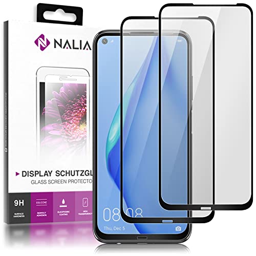 NALIA (2x Schutzglas kompatibel mit Huawei P40 Lite Glas, 9H Full-Cover Hartglas Displayschutzfolie Screen Protector, Handy Bildschirm-Abdeckung Displayschutz LCD Film Tempered Glass HD Schutzfolie von NALIA