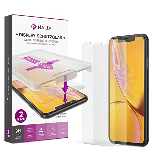 NALIA (2x Schutzglas & Applikator - Set kompatibel mit iPhone 11 / Xr, 9H Glasfolie mit Schablone für einfache Installation, hoher Handy Displayschutz Hartglas LCD Film Tempered Glass - Transparent von NALIA