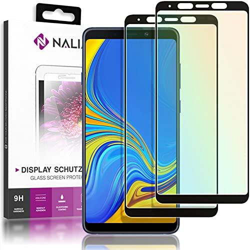 NALIA 2-Pack Display-Schutzglas kompatibel mit Samsung Galaxy A8 (2018), Handy Bildschirm Glas Abdeckung, Dünne Schutz-Folie, Smart-Phone TPU Screen Protector - Kristall-Klar Transparent (schwarz) von NALIA