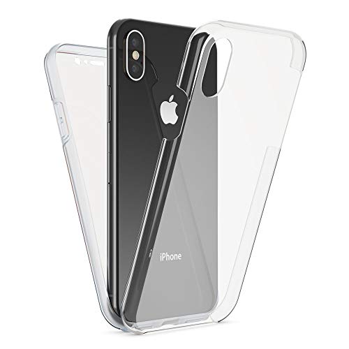 NALIA 360 Grad Handyhülle kompatibel mit Apple iPhone XS Max, Full-Cover Silikon Bumper mit Displayschutz vorne Hardcase hinten, Hülle Doppel-Schutz Dünn Ganzkörper Case, Farbe:Transparent NALIA 360 Grad Handyhülle kompatibel mit Apple iPhone XS Max, Full-Cover Silikon Bumper mit Displayschutz vorne Hardcase hinten, Hülle Doppel-Schutz Dünn Ganzkörper Case, Farbe:Transparent von NALIA