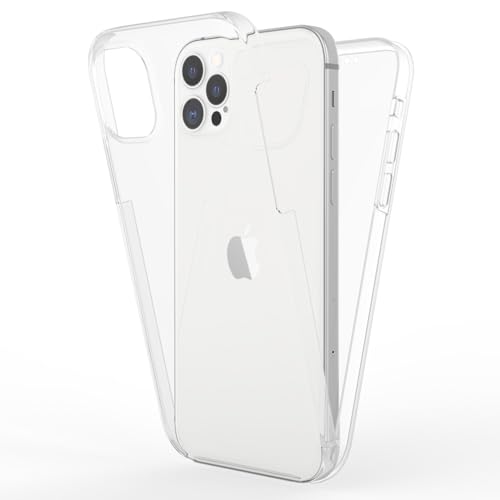 NALIA 360 Grad Handyhülle kompatibel mit iPhone 12 Pro Max Hülle, Full-Cover Silikon Bumper mit Displayschutz vorn Hardcase hinten, Komplettschutz Dünn Case Handy-Tasche Cover Schale - Transparent von NALIA