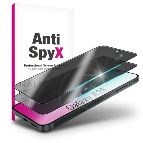 NALIA AntiSpyX für Samsung Galaxy A26 Glas, Gehärtetes Privacy Schutzglas [9H], Blickschutz gegen Seitenblicke, Anti-Kratz Displayschutz, Touchsensitiv, Blasenfrei, Anti-Fingerprint, Einfache Montage von NALIA