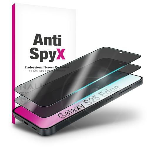 NALIA AntiSpyX für Samsung Galaxy S25 Edge Glas, Privacy Displayschutz [9H], Blickschutzfolie gegen seitliche Einblicke, Gehärtetes Schutzglas, Touchsensitiv, Blasenfrei, Anti-Fingerprint Glasfolie von NALIA