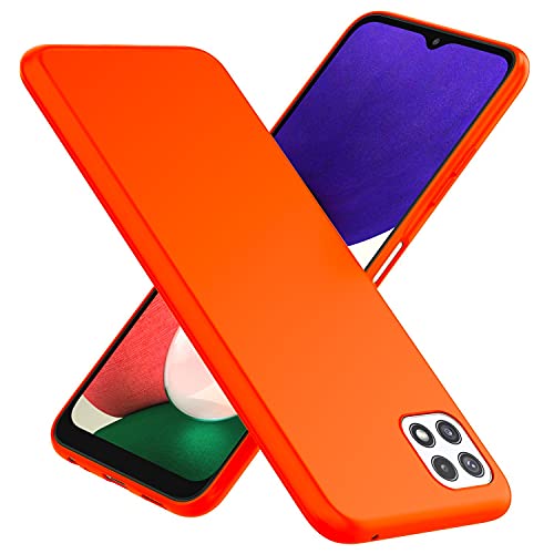 NALIA Bunte Neon Silikonhülle kompatibel mit Samsung Galaxy A22 5G Hülle, Intensive Farbe rutschfest Samtig Weich Gummiert, Stoßfest Dünn Soft Case Handyhülle Silikon Schutzhülle Cover, Farbe:Orange von NALIA