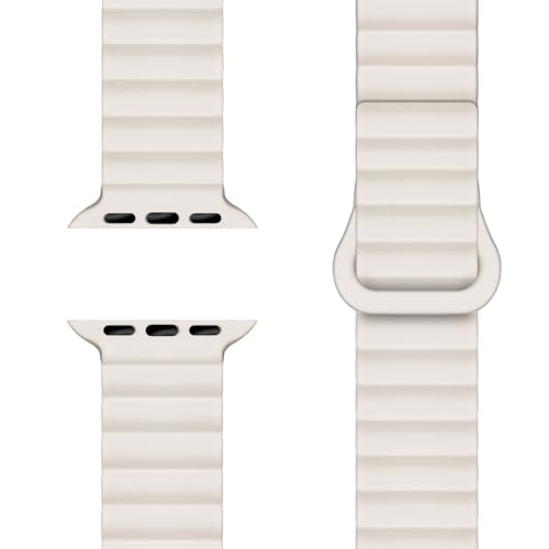 NALIA Core Magnet Armband kompatibel mit Apple Watch SE & iWatch Series 10 9 8 7 6 5 4 3 2 1, 38/40/41/42mm, Atmungsaktives Silikon Loop, Sportarmband mit Rillen Design, Farbe:Polarstern Sandweiss NALIA Core Magnet Armband kompatibel mit Apple Watch SE & iWatch Series 10 9 8 7 6 5 4 3 2 1, 38/40/41/42mm, Atmungsaktives Silikon Loop, Sportarmband mit Rillen Design, Farbe:Polarstern Sandweiss von NALIA