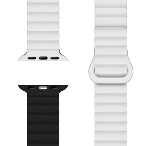 NALIA Core Magnet Armband kompatibel mit Apple Watch SE & iWatch Series 10 9 8 7 6 5 4 3 2 1, 38/40/41/42mm, Atmungsaktives Silikon Loop, Sportarmband mit Rillen Design, Farbe:Schneeweiss NALIA Core Magnet Armband kompatibel mit Apple Watch SE & iWatch Series 10 9 8 7 6 5 4 3 2 1, 38/40/41/42mm, Atmungsaktives Silikon Loop, Sportarmband mit Rillen Design, Farbe:Schneeweiss von NALIA
