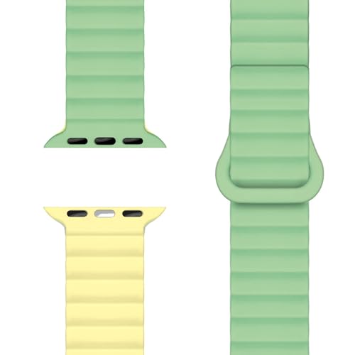 NALIA Core Magnet Armband kompatibel mit Apple Watch SE & iWatch Series 10 9 8 7 6 5 4 3 2 1, 38/40/41/42mm, Atmungsaktives Silikon Loop, Sportarmband mit Rillen Design, Farbe:Zitronenwald NALIA Core Magnet Armband kompatibel mit Apple Watch SE & iWatch Series 10 9 8 7 6 5 4 3 2 1, 38/40/41/42mm, Atmungsaktives Silikon Loop, Sportarmband mit Rillen Design, Farbe:Zitronenwald von NALIA