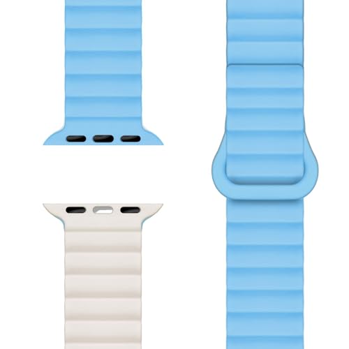 NALIA Core Magnet Armband kompatibel mit Apple Watch Series Ultra/SE/10/9/8/7/6/5/4/3/2/1-42/44/45/46/49mm, Atmungsaktives Silikon Loop, Sportarmband mit Rillendesign, Farbe:Froststern NALIA Core Magnet Armband kompatibel mit Apple Watch Series Ultra/SE/10/9/8/7/6/5/4/3/2/1-42/44/45/46/49mm, Atmungsaktives Silikon Loop, Sportarmband mit Rillendesign, Farbe:Froststern von NALIA