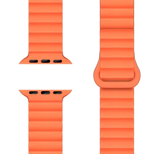 NALIA Core Magnet Armband kompatibel mit Apple Watch Series Ultra/SE/10/9/8/7/6/5/4/3/2/1-42/44/45/46/49mm, Atmungsaktives Silikon Loop, Sportarmband mit Rillendesign, Farbe:Leuchtorange NALIA Core Magnet Armband kompatibel mit Apple Watch Series Ultra/SE/10/9/8/7/6/5/4/3/2/1-42/44/45/46/49mm, Atmungsaktives Silikon Loop, Sportarmband mit Rillendesign, Farbe:Leuchtorange von NALIA