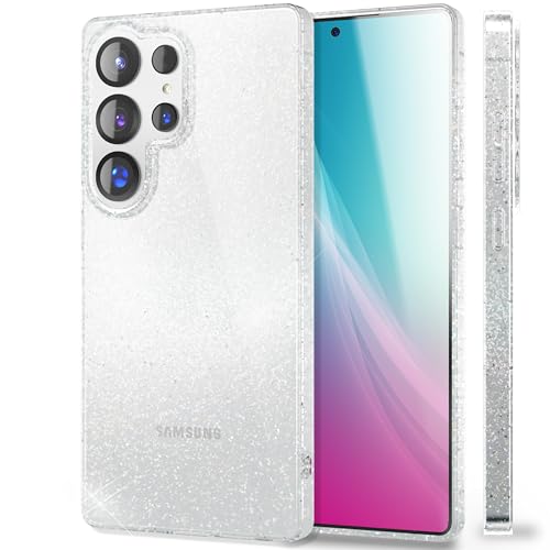 NALIA Dazzlin für Samsung Galaxy S25 Ultra Hülle, Funkelnde Transparente Glitzerhülle mit Anti-Gelb Effekt, Durchsichtige Silikon Schutzhülle mit Glitzer Pailletten, Klare Glitter Glamour Handyhülle von NALIA