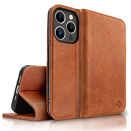 NALIA Echt-Leder Flipcase kompatibel mit iPhone 14 Pro Hülle, Handgefertigt Rindsleder Schutzhülle mit RFID-Schutz, Kartenfächern & Standfunktion, Lederhülle Handyhülle, Farbe:Braun NALIA Echt-Leder Flipcase kompatibel mit iPhone 14 Pro Hülle, Handgefertigt Rindsleder Schutzhülle mit RFID-Schutz, Kartenfächern & Standfunktion, Lederhülle Handyhülle, Farbe:Braun von NALIA