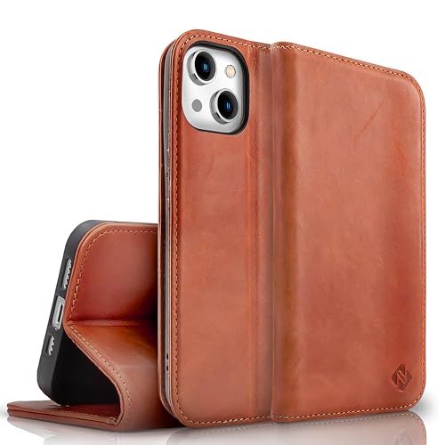 NALIA Echt-Leder Flipcase kompatibel mit iPhone 15 Hülle, Rindsleder Schutzhülle Handgefertigt Lederhülle mit RFID-Schutz, Standfunktion Kartenfächer Klappbar, Klapphülle, Farbe:Braun NALIA Echt-Leder Flipcase kompatibel mit iPhone 15 Hülle, Rindsleder Schutzhülle Handgefertigt Lederhülle mit RFID-Schutz, Standfunktion Kartenfächer Klappbar, Klapphülle, Farbe:Braun von NALIA