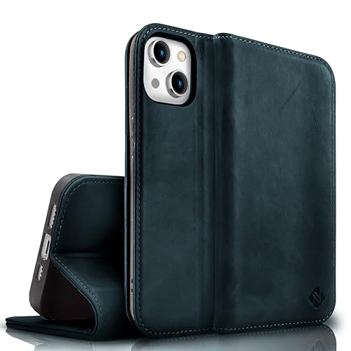 NALIA Echt-Leder Flipcase kompatibel mit iPhone 15 Plus Hülle, Rindsleder Schutzhülle Handgefertigt Lederhülle RFID-Schutz, Standfunktion Kartenfächer Klappbar, Klapphülle, Farbe:Petrol-Blau NALIA Echt-Leder Flipcase kompatibel mit iPhone 15 Plus Hülle, Rindsleder Schutzhülle Handgefertigt Lederhülle RFID-Schutz, Standfunktion Kartenfächer Klappbar, Klapphülle, Farbe:Petrol-Blau von NALIA